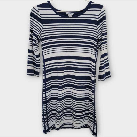Tommy Bahama Dress Size Small S Pima Cotton Modest Nautical Striped Coastal - Picture 1 of 9